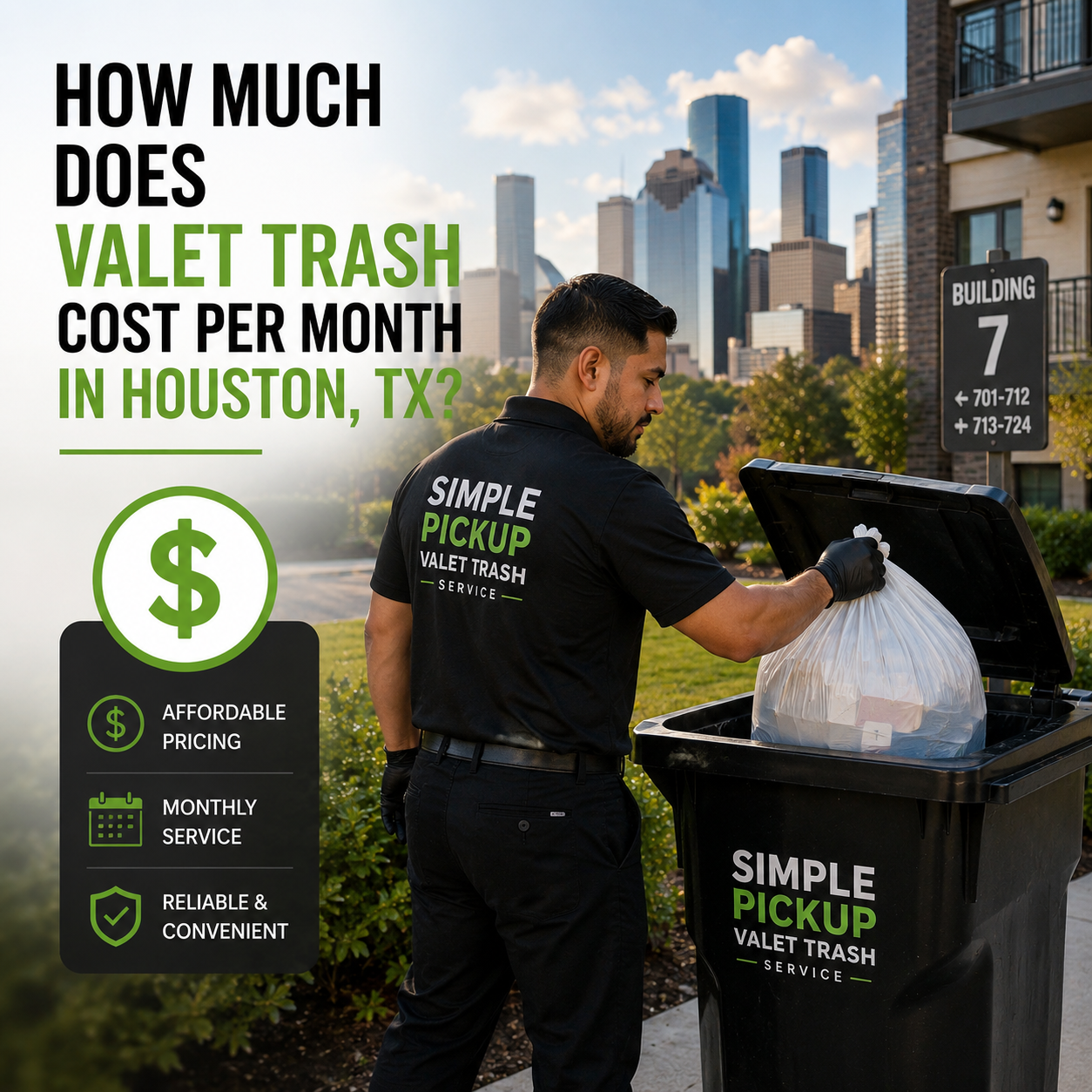 How Much Does Valet Trash Cost Per Month in Houston TX
